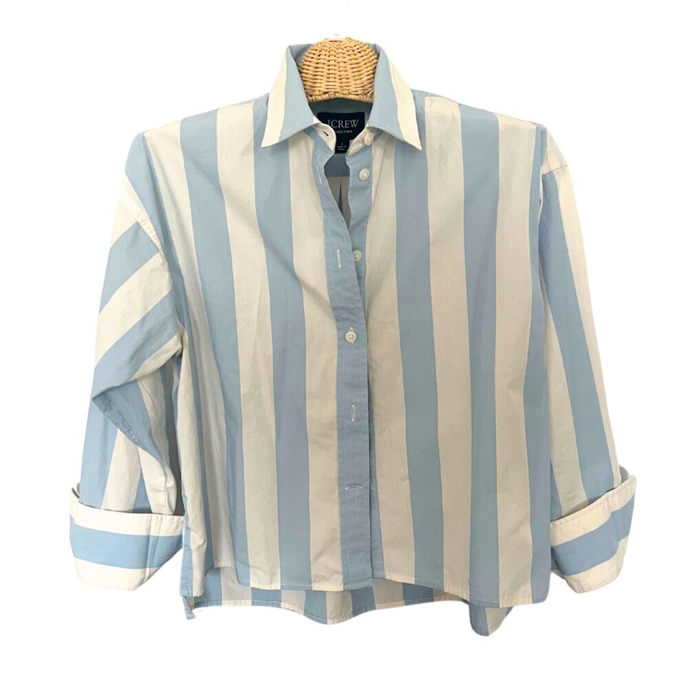 J. Crew Blue and White Striped Button-Down Shirt